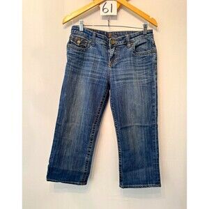 KUT From The Kloth Natalie Jeans Womens 4 Blue Crop Capri Flap Pocket Stretch